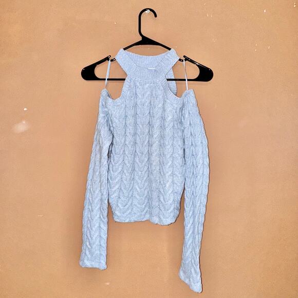 ZARA Women's Knit Off Shoulder Sweater Light Blue Size Medium - Picture 4 of 7